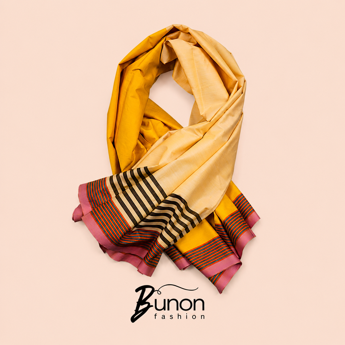 Bunon রিগ্যাল কটন লুঙ্গি – Yellow Two Part