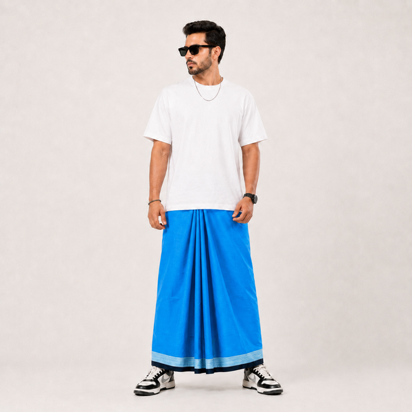 ক্ল্যাসিক কটন লুঙ্গি – Light Blue