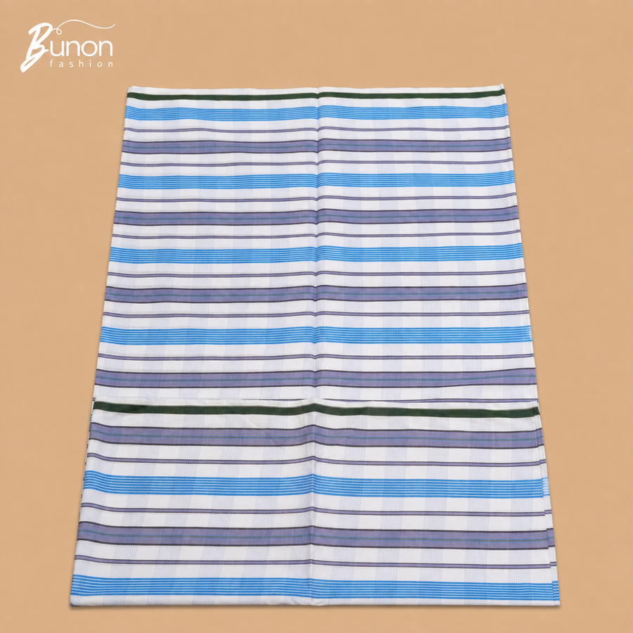 Bunon চেক কটন লুঙ্গি – White Purple