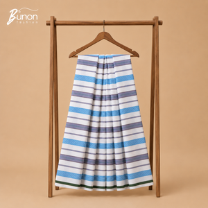Bunon চেক কটন লুঙ্গি – White Purple