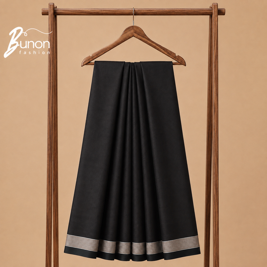 Bunon সিগনেচার প্রিমিয়াম কটন লুঙ্গি – Black