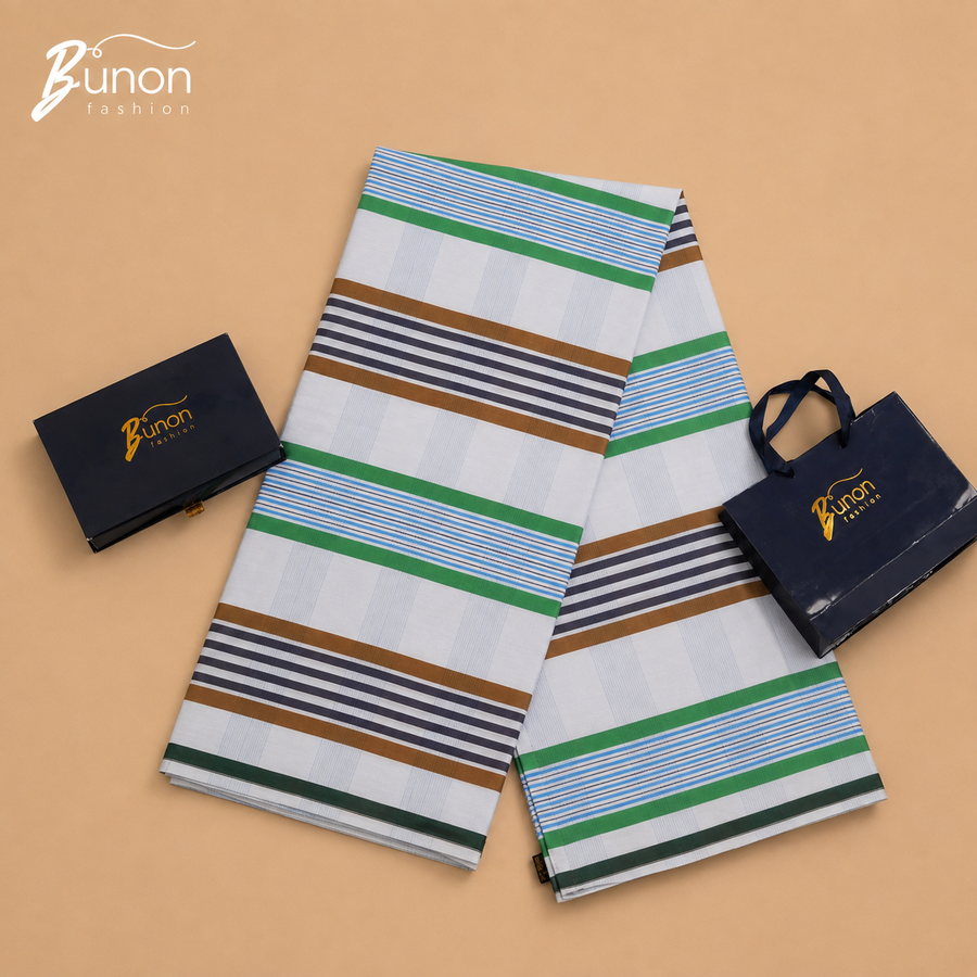 Bunon চেক কটন লুঙ্গি – White Green