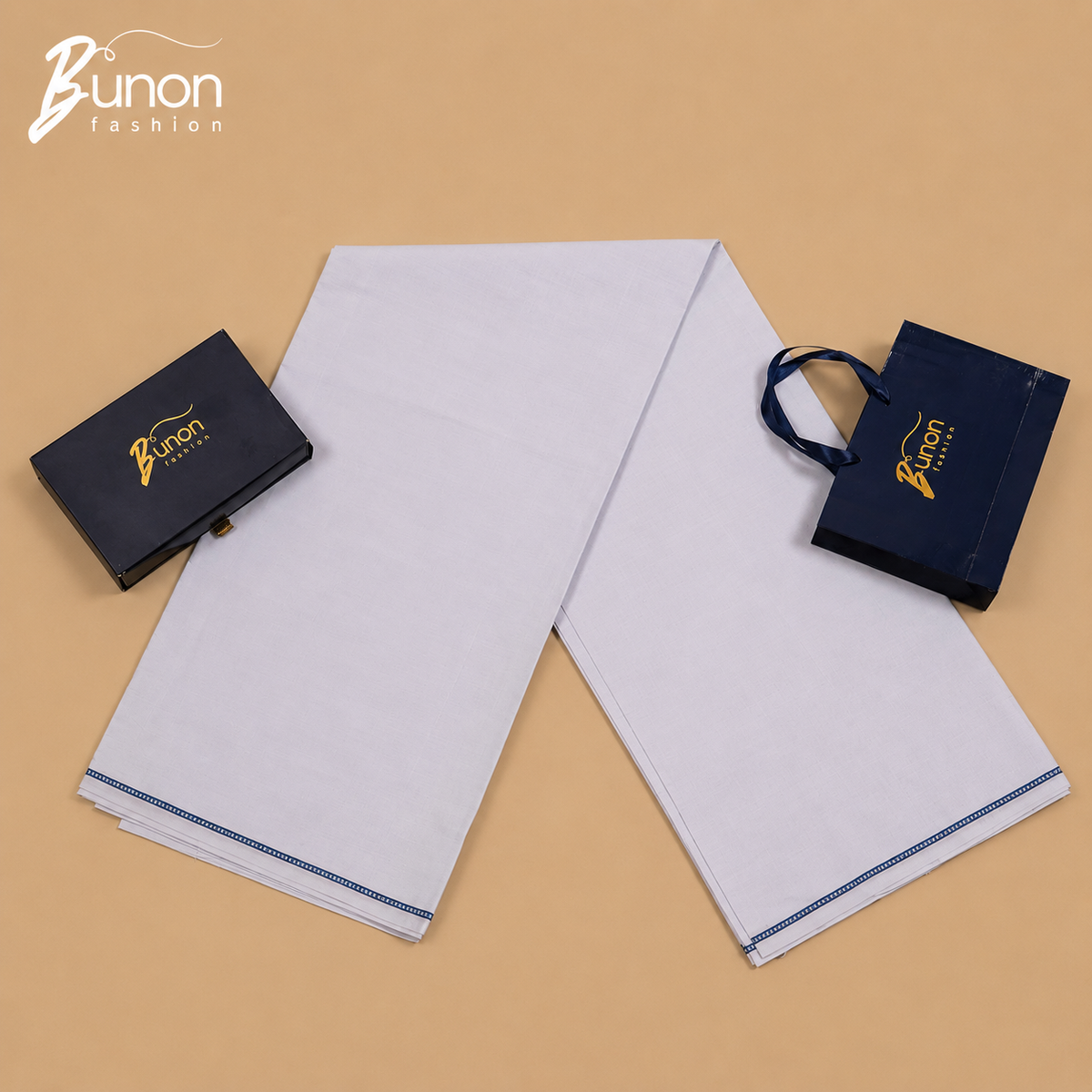 Bunon প্রেস্টিজ কটন লুঙ্গি – White