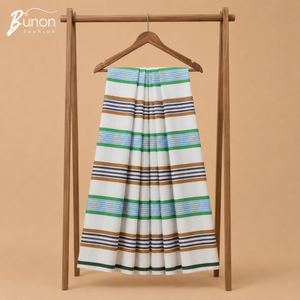 Bunon চেক কটন লুঙ্গি – White Green