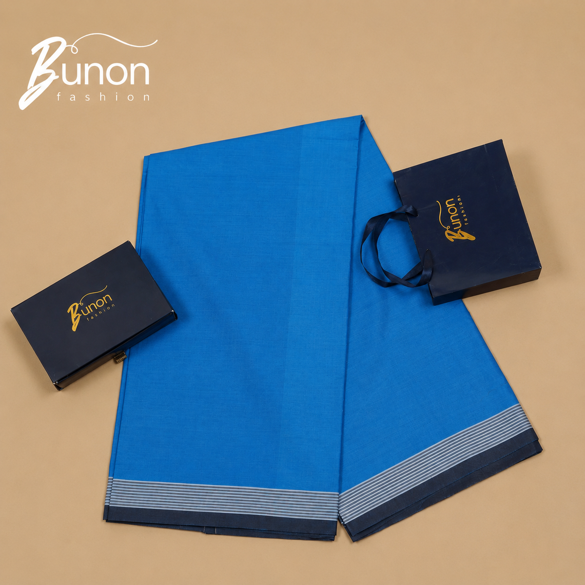 Bunon সিগনেচার প্রিমিয়াম কটন লুঙ্গি- Light Blue