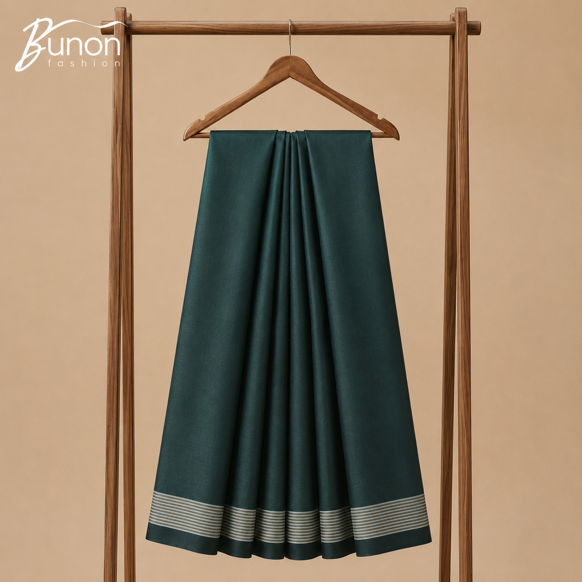 Bunon সিগনেচার প্রিমিয়াম কটন লুঙ্গি – Deep Green