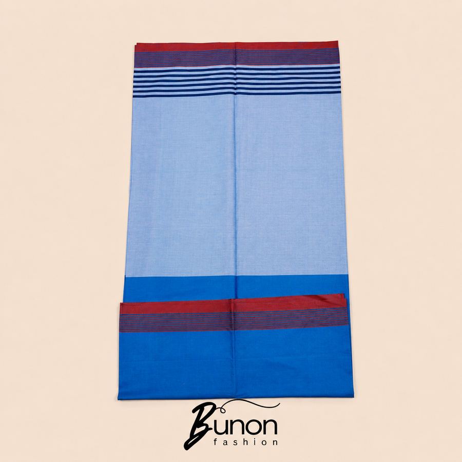 Bunon রিগ্যাল কটন লুঙ্গি – Blue Two Part