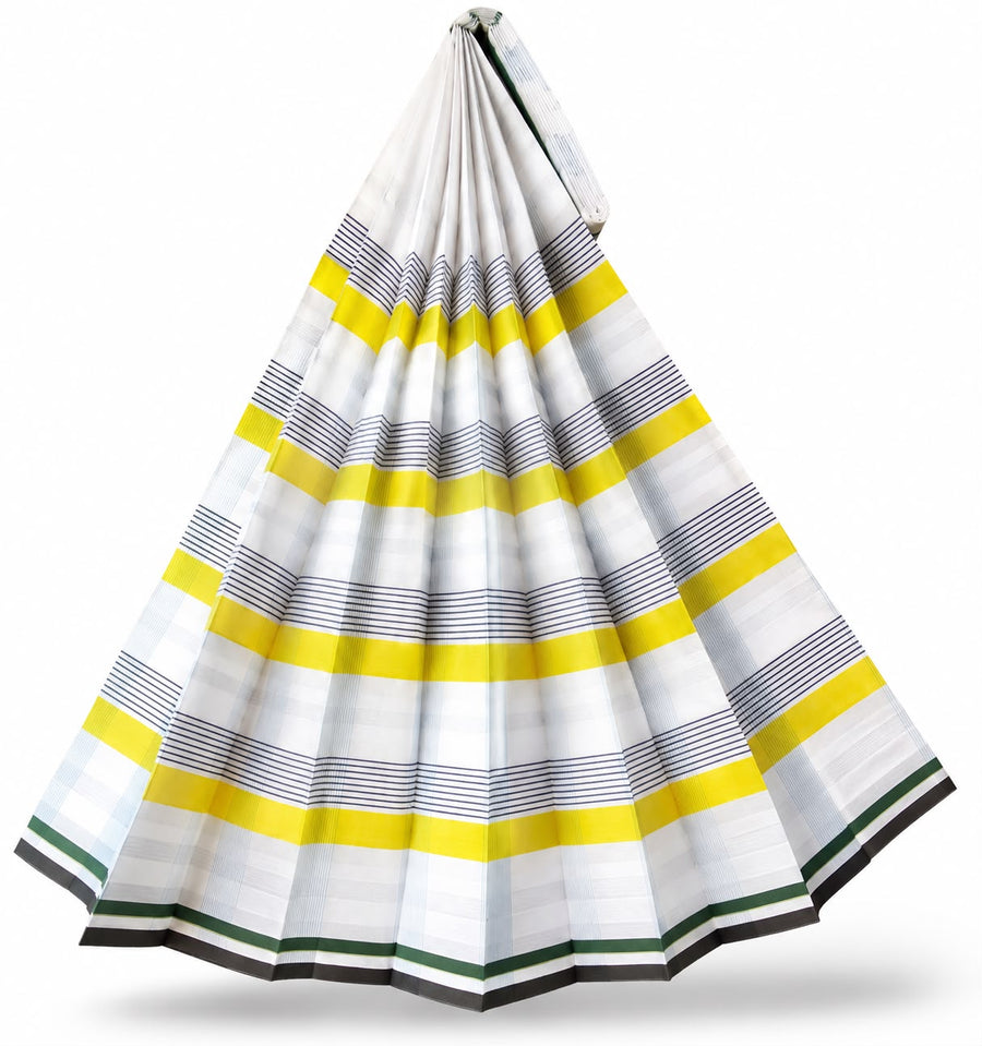 চেক কটন লুঙ্গি – White Yellow