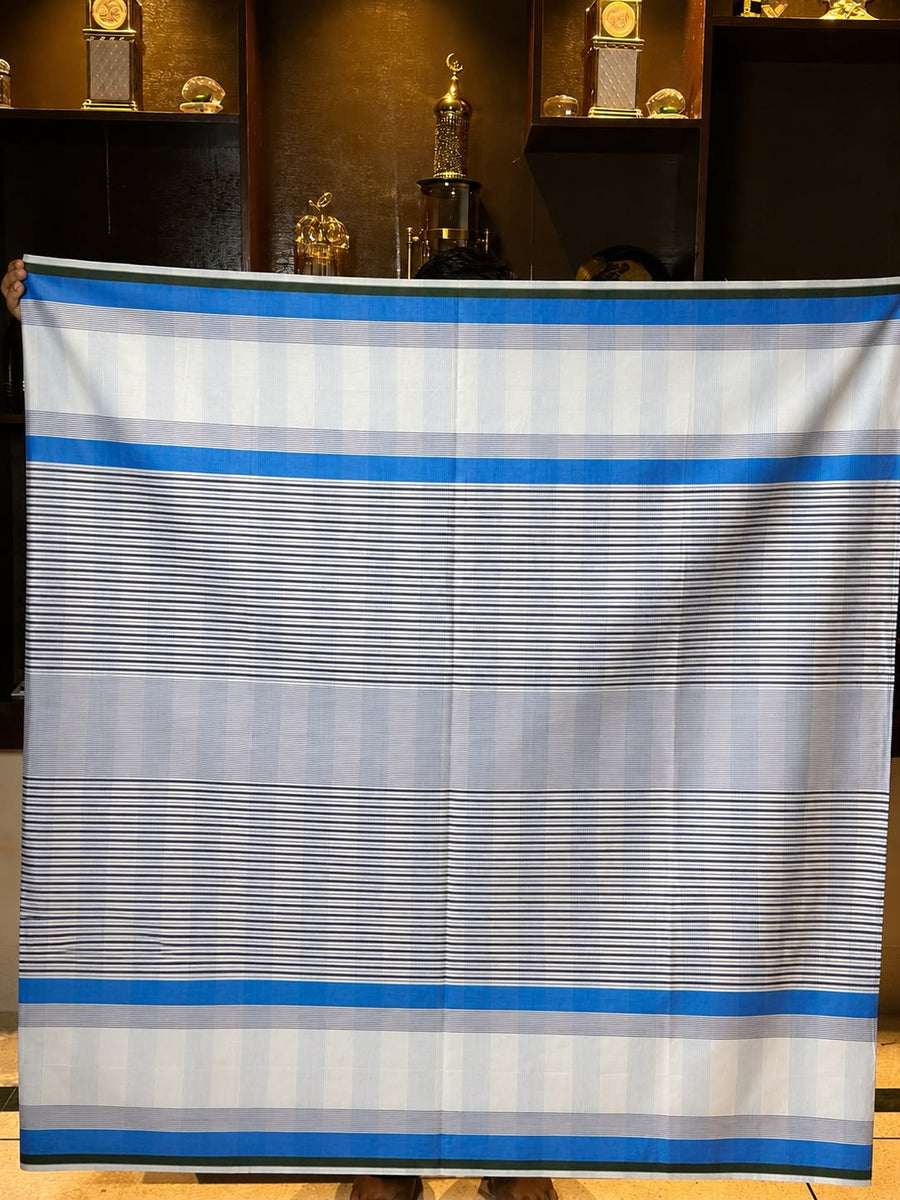 চেক কটন লুঙ্গি – White Blue
