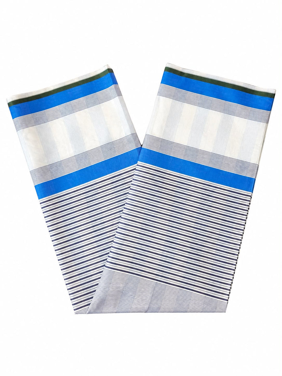 চেক কটন লুঙ্গি – White Blue