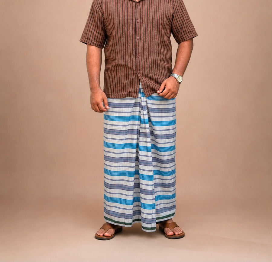 চেক কটন লুঙ্গি – White Blue Purple